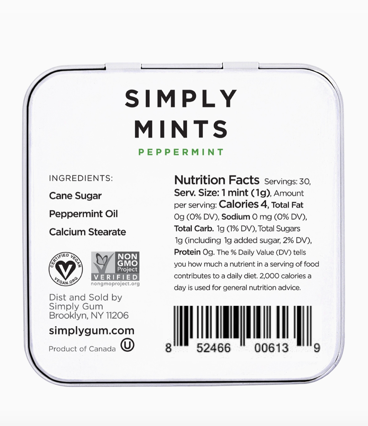 Simply Mints - Peppermint back