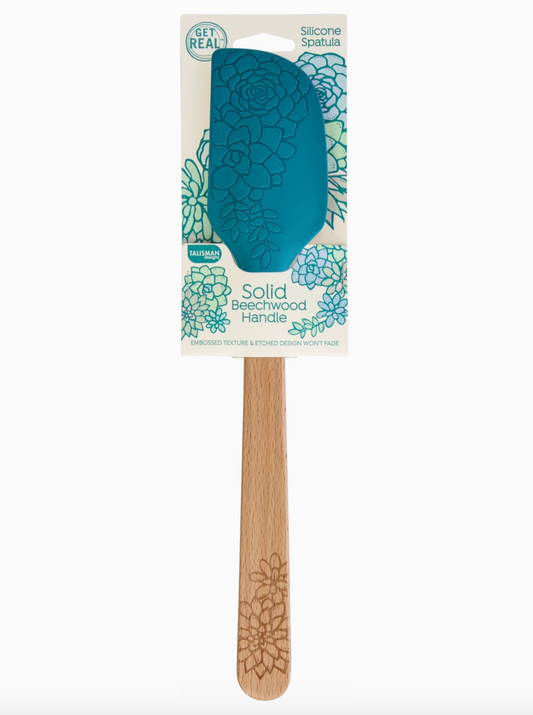 Succulents Teal Embossed Silicone Spatula